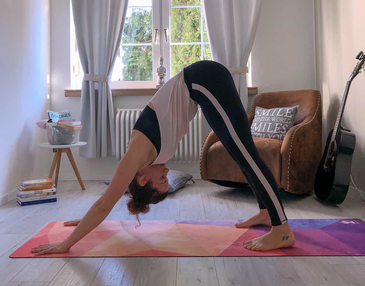 pes tvarou dolu joga asana